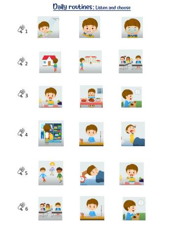 DAILY ROUTINES - listen and choose