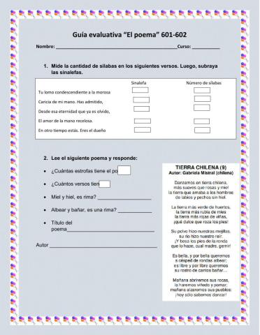 El poema taller evaluativo 601-602