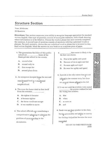 Esli Toefl Grammar Section 2020