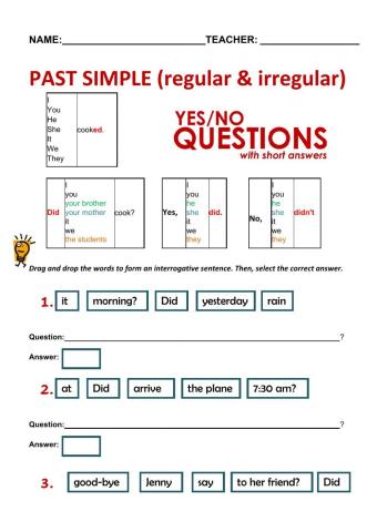 Yes-no questions in past