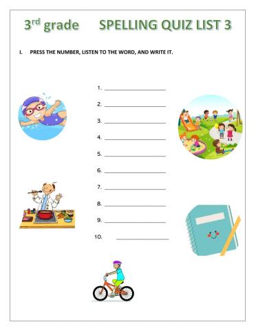 Spelling QUIZ 3