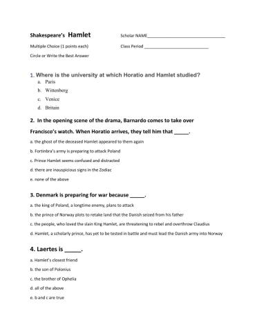 Shakespeare's HAMLET FINAL