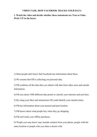 Video Facebook data processing
