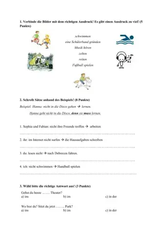 Kontakt 1 Lektion 7 Übungen