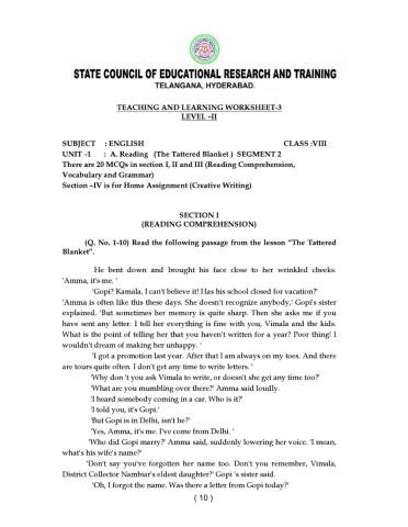 8 Class Level 2 Work Sheet 3