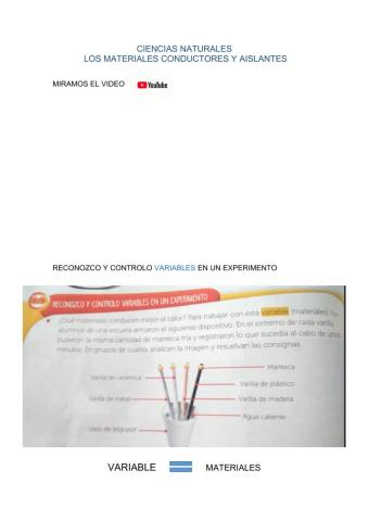 LOS MATERIALES CONDUCTORES Y AISLANTES