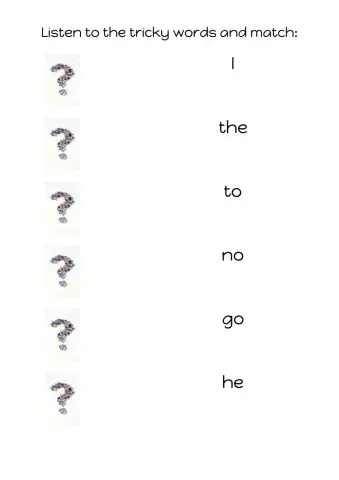 Tricky words Jolly Phonics set 1 and 2