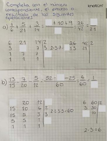 Operaciones con fracciones