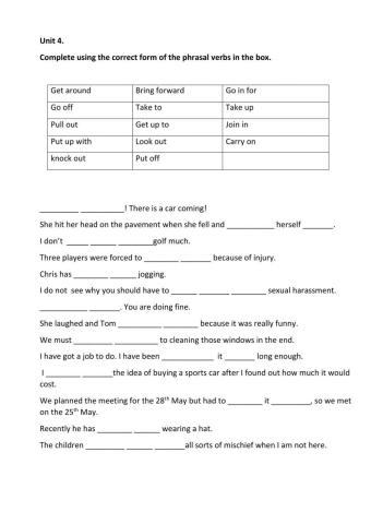 Hobbies, sport and games Phrasals