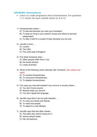 Listening: Homesickness