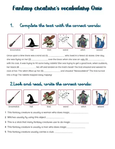 Magic Creatures Vocabulary