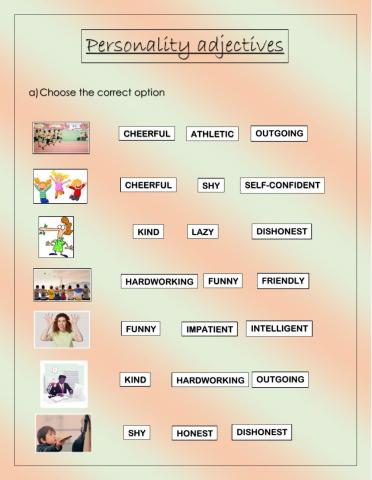 Personality adjectives