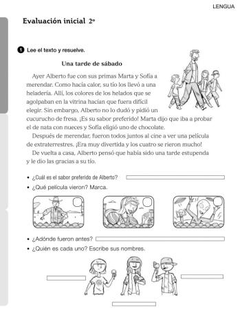 Evaluacion inicial 2º Lengua
