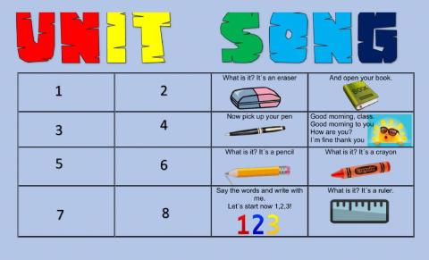 Unit song school supplies