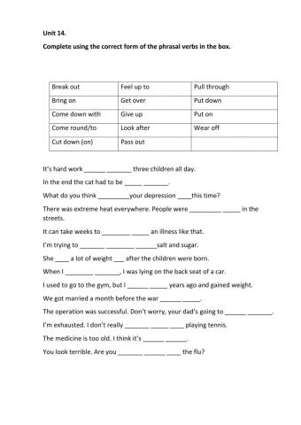 Health and fitness Phrasals
