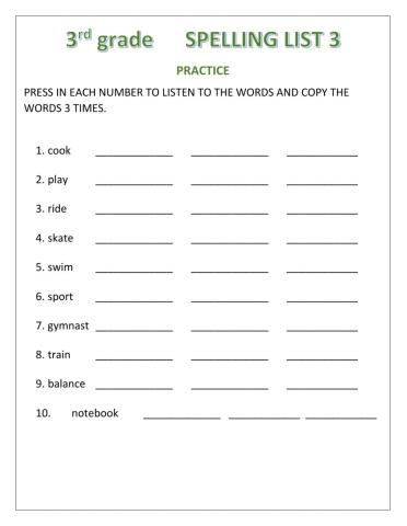 Spelling practice