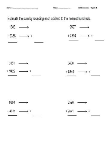 Estimating addition and subtraction