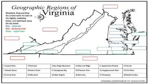 VS 2 Virginia's Regions, Bordering States, Waterways