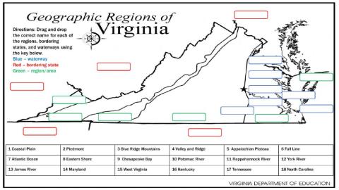 VS 2 Virginia's Regions, Bordering States, Waterways