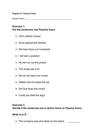 Exercise - Passive Voice