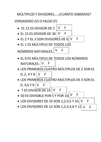 Múltiplos y divisores