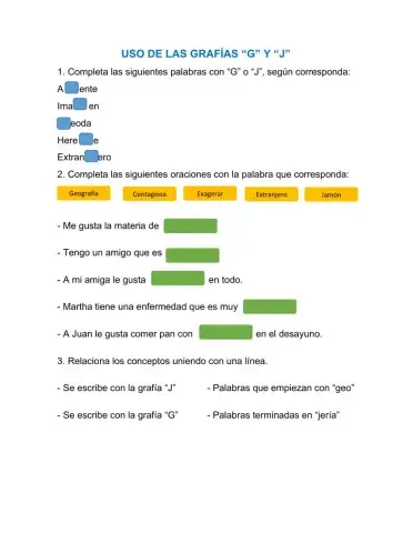 Uso de las grafías G y J