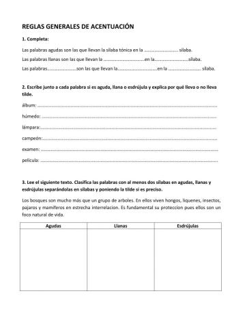 Reglas generales de acentuación