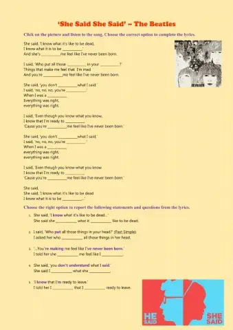 3rd Year - Reported Speech Practice - Song September 22