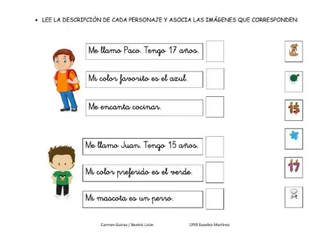 Lee las frases y asocia la imagen