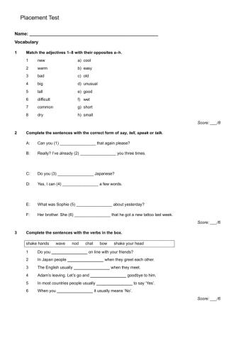 Placement test 3ºESO