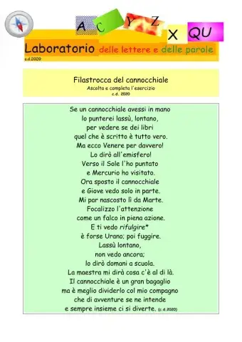 Filastrocca  dei pianeti e del cannocchiale