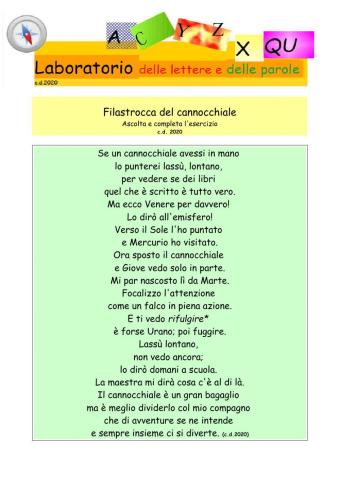 Filastrocca  dei pianeti e del cannocchiale