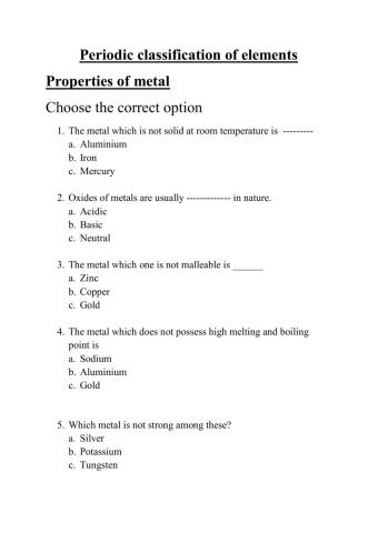Periodic classification of elements