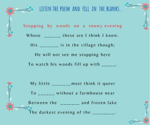 Listening   skill-Poem-Stopping  by  woods  on  a  snowy  evening