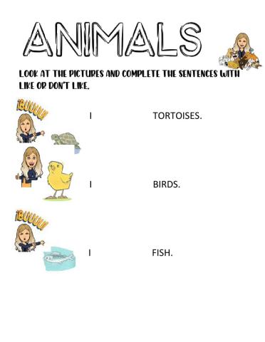 Animals -likes - dislikes