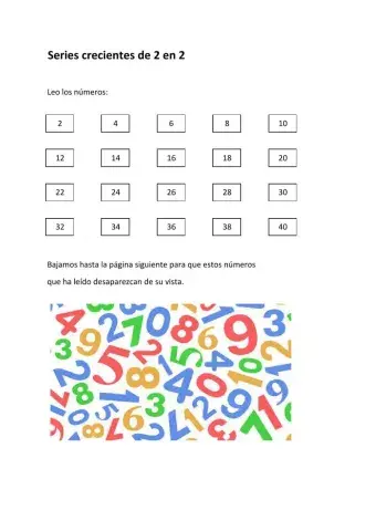 Series ascendentes de 2 en 2 hasta el 100