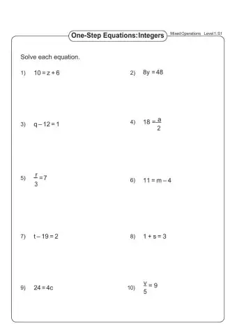 Solving one step equation