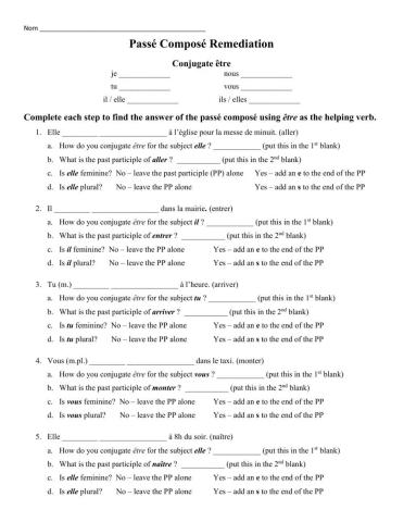 Passé composé avec être Remediation