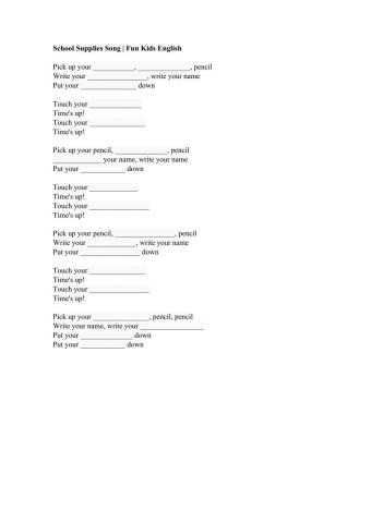 School supplies song