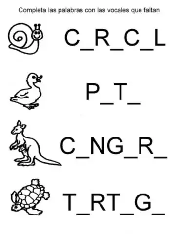 Completa con las vocales que faltan