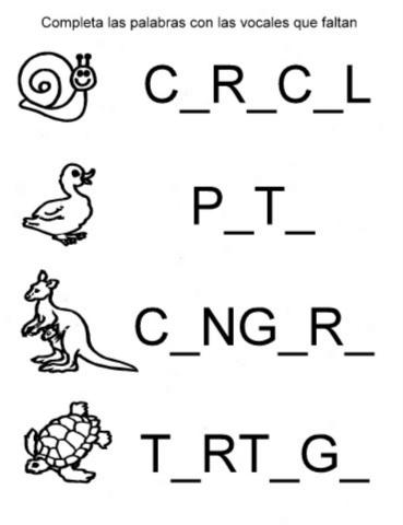 Completa con las vocales que faltan