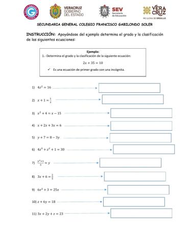 Grado y clasificación de ecuaciones