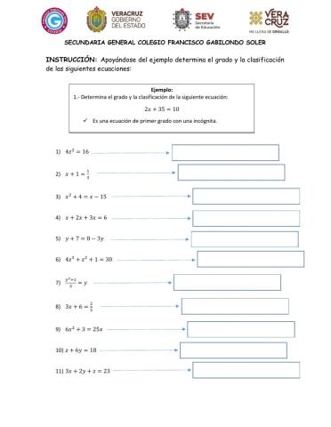Grado y clasificación de ecuaciones