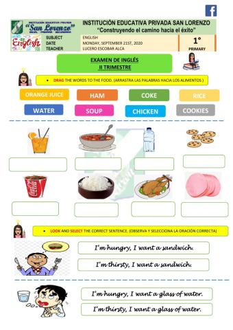 Examen de ingles II trimestre - 1PRI
