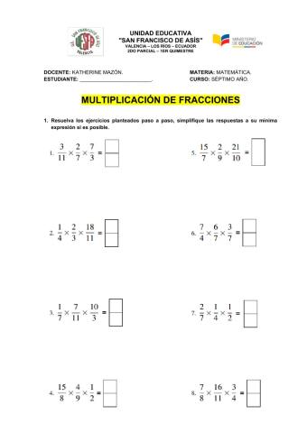 Multiplicación de fracciones