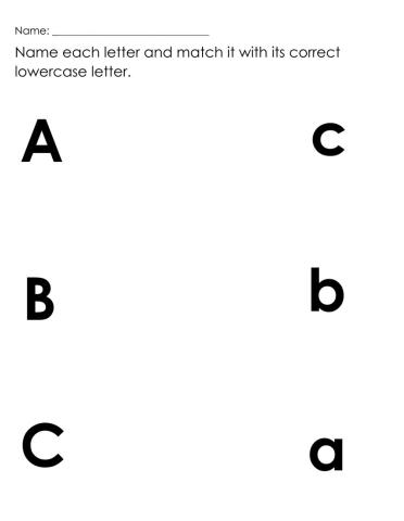 Match upper and lowercase letters a to c