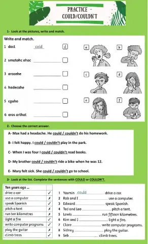 Could-couldn't Practice