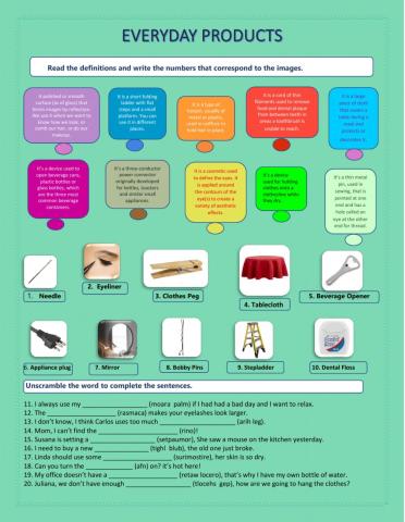 Everyday Products Worksheet