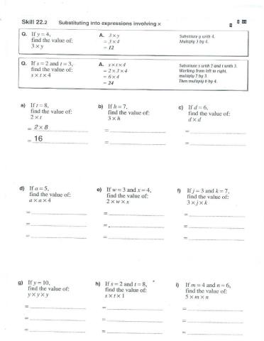 Substitution in Algebraic Expressions