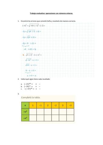 Operaciones con números enteros